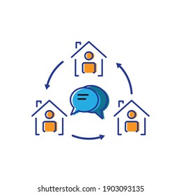 People flat icon with home. work at home symbol. simple design editable. Design template vector