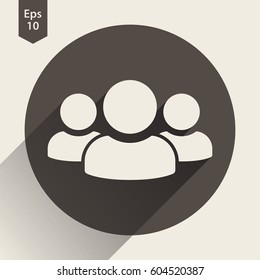People Flat Icon. Simple Sign Of Social Group. Vector Illustrated Symbol