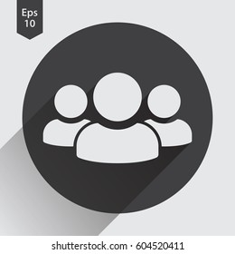 People Flat Icon. Simple Sign Of Social Group. Vector Illustrated Symbol