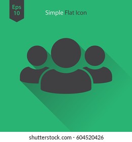 People Flat Icon. Simple Sign Of Social Group. Vector Illustrated Symbol