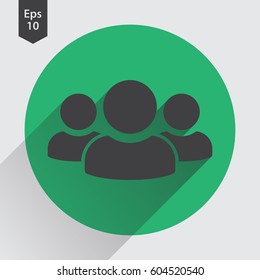 People Flat Icon. Simple Sign Of Social Group. Vector Illustrated Symbol