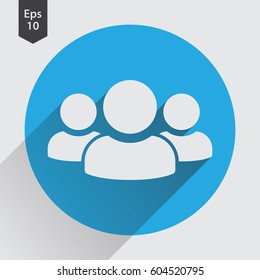 People Flat Icon. Simple Sign Of Social Group. Vector Illustrated Symbol