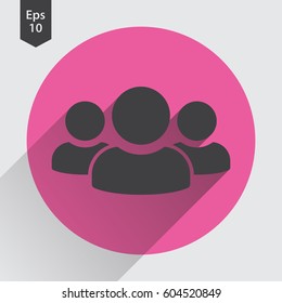 People Flat Icon. Simple Sign Of Social Group. Vector Illustrated Symbol