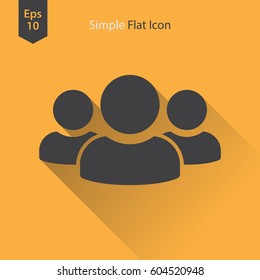 People Flat Icon. Simple Sign Of Social Group. Vector Illustrated Symbol