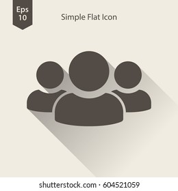 People Flat Icon. Simple Sign Of Social Group. Vector Illustrated Symbol