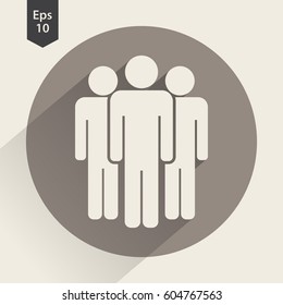 People Flat Icon. Simple Sign Of Social Group. Vector Illustrated Symbol