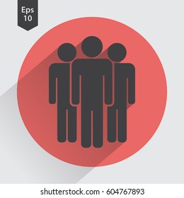 People Flat Icon. Simple Sign Of Social Group. Vector Illustrated Symbol