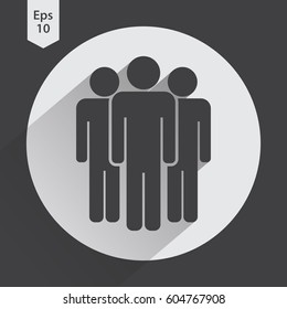 People Flat Icon. Simple Sign Of Social Group. Vector Illustrated Symbol