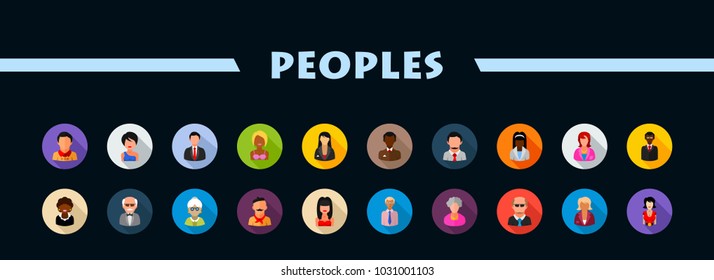 People flat icons set. Avatar symbols. Vector illustration.