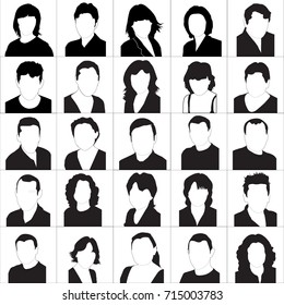 People flat icons set black and white.