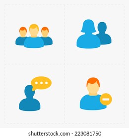 People flat icons set on White.