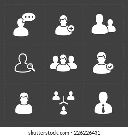 People flat icons set on Black.