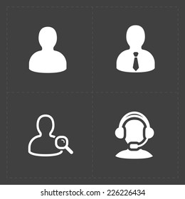 People flat icons set on Black.