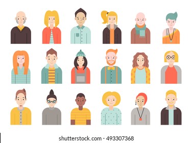 People flat icons vector set (men and women). Simple design. Part two.
