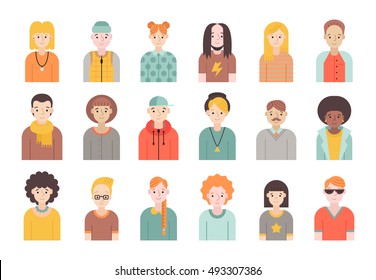 People flat icons vector set (men and women). Simple design. Part one.