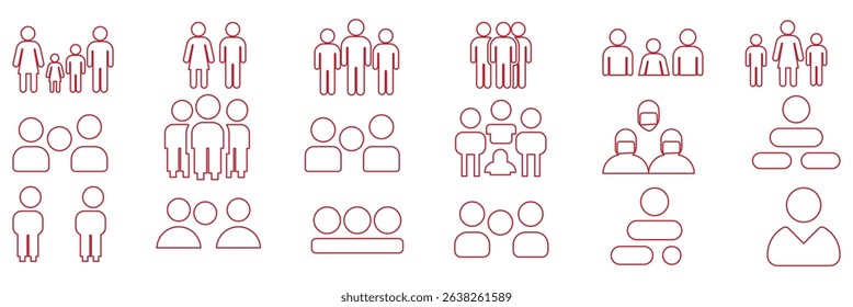People flat style line icon. Team work symbol. Group of humans sign For your web site design, logo, app, UI. illustration