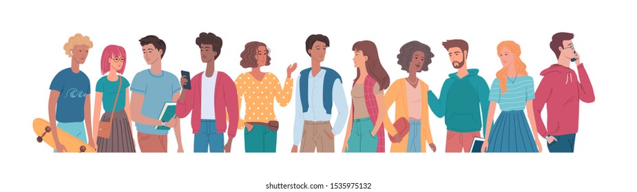 People flat vector colour set illustration