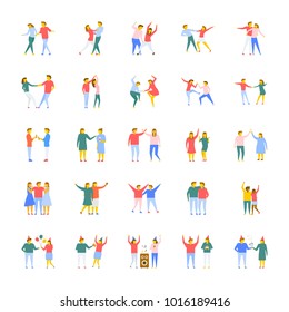 People Flat Vector Icons Set