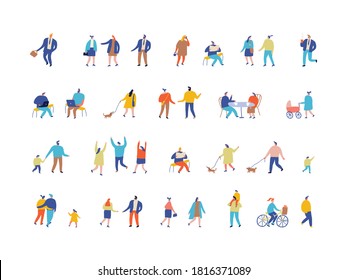 People Flat Vector Set. Crowd. Male and female flat characters isolated on white background.	
