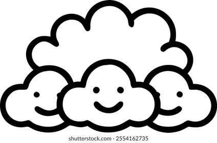 People with Floating Clouds and Joyful Faces concept as A group of people enjoying floating clouds with joyful faces set against a dreamy background offering ample space for text o