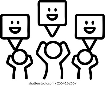 People with Floating Stars and Joyful Faces concept as A group of people holding floating stars with joyful faces set against a whimsical background offering ample space for text o