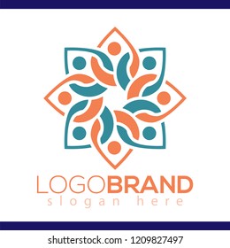 People Floral circle logo vector element. floral logo template