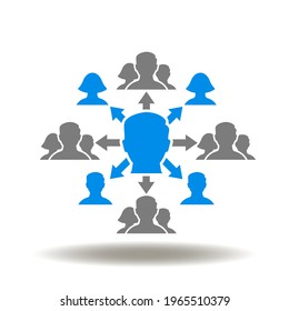 People Flowchart Structure Organization Network Vector Illustration. Delegation symbol. Delegating Icon. Delegate logo. Outsourcing sign.