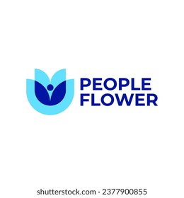 PEOPLE FLOWER COLORFUL OVERLAY OVERLAPPING LOGO NEGATIVE SPACE VECTOR ICON ILLUSTRATION