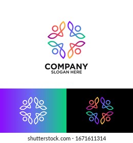  People And Flower For Community And Yoga Logo Design