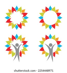 people flower icon logo template