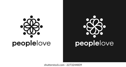 people and flower logo design tim illustration