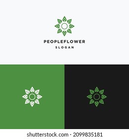 People Flower logo icon design template