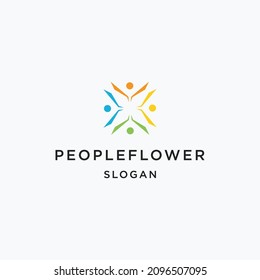 Plantilla de diseño plano del icono de la flor 