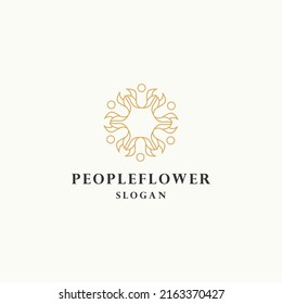 People flower logo icon flat design template 