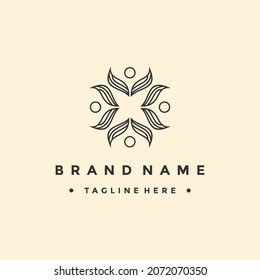 Plantilla de diseño vectorial del logotipo de la flor del pueblo