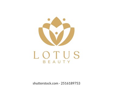 people flower lotus luxury spa beauty logo design template	
