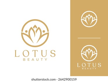 people flower lotus luxury spa beauty logo design concept	
