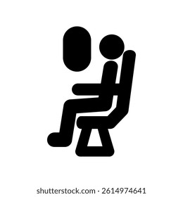 people flying in an airplane, passengers sitting in airplane seats, simple flat style, illustration, logo sign symbol pictogram template, for ui or ux isolated on white for mobile app, editable