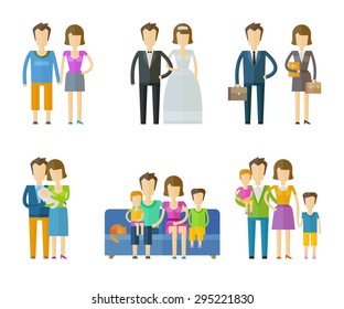 people, folk vector logo design template. wedding, family, nuptial or children icons