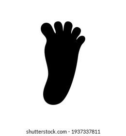 People foot. Human black silhouette footprint. Barefoot symbol. Vector isolated on white	