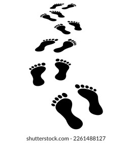 People foot trail silhouette. Vector illustration isolated on white.