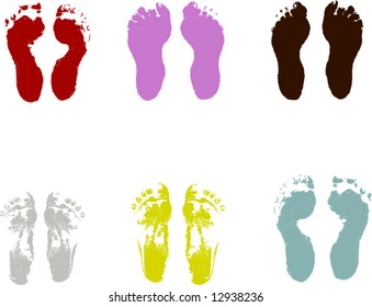 people foots different colored