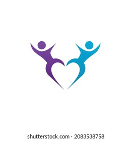 People forming heart shape. vector icon