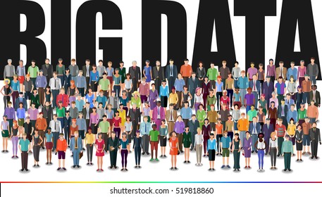 people forming huge crowd, big data conceptual illustration