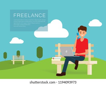 People freelance job character and lifestyle.