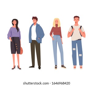 Caracteres de amigos de la gente. Ilustración de diseño gráfico plano vectorial