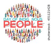 People Friendship. International Day of the World Indigenous Peoples. Vector flat circle concept illustration concept background