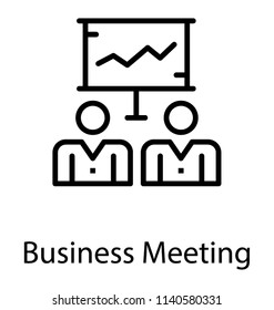 People in front of presentation board representing business meeting 