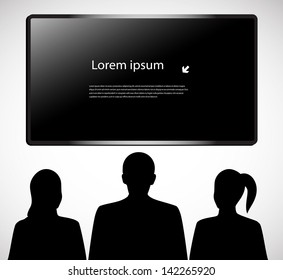 people in front of screen with space for your information