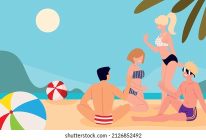 gente divertida en el concepto de playa